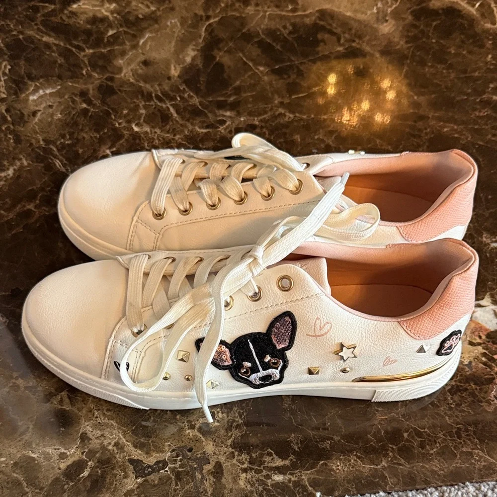 Aldo Stylish Women's White and Pink Sneakers size 7 - Picture 1 of 5